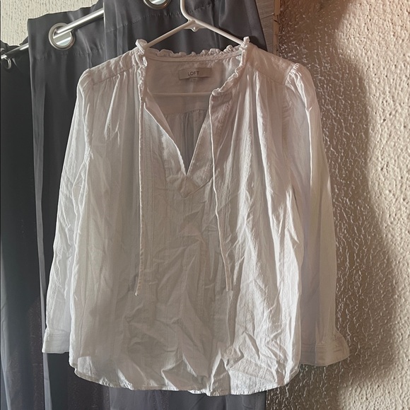 LOFT Tops - LOFT Cream Blouse with Tie Neck